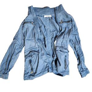 For The Republic Womens M Light Jacket Windbreaker 100% Lyocell 93178 Blue